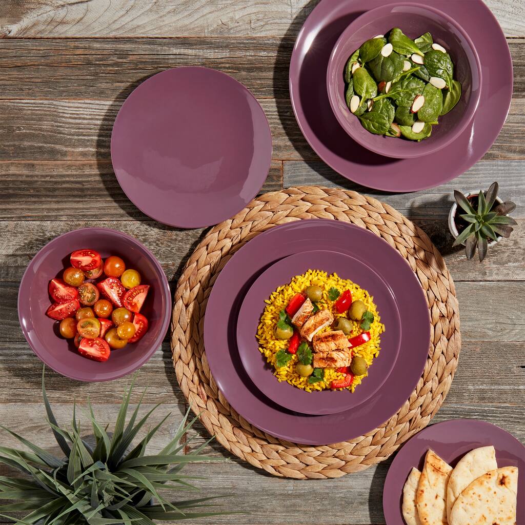Tabletops Gallery Purple 12 Piece Melamine Dinnerware Set