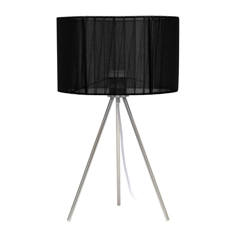 Creekwood Home 19.69" Contemporary Brushed Nickel Pedestal Table Lamp - 19.69 - Brushed Nickel/Black
