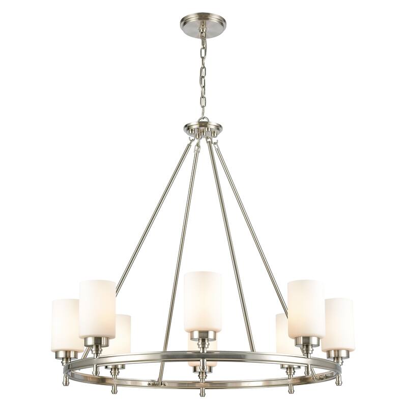 Elk Home Dawson Satin Nickel With Opal White Glass 8 Light Chandelier