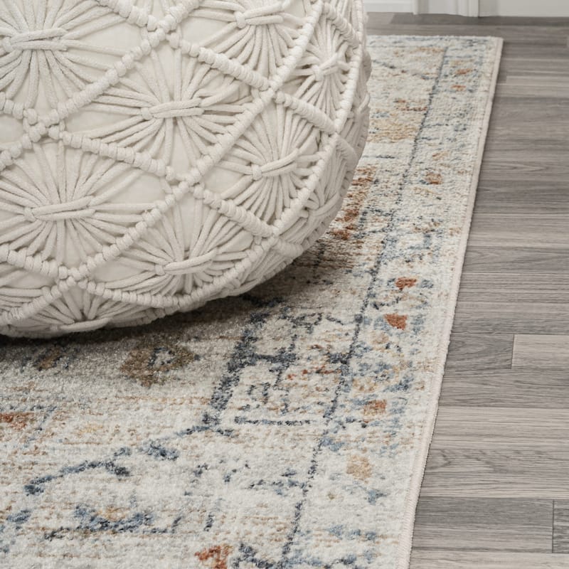 JONATHAN Y Brandy Bohemian Medallion Low-Pile Machine-Washable Cream/Terra Area Rug