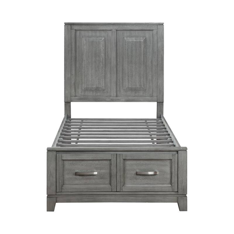 Rustic Gray Finish Platform Bed with Storage 1pc