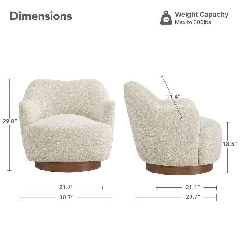 Spruce & Spring Modern Upholstered Swivel Accent Chair with Wood Base