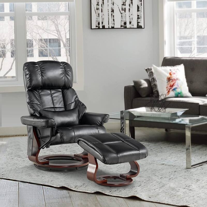 MCombo Recliner Chair with Ottoman Vibration Massag Faux Leather 9068