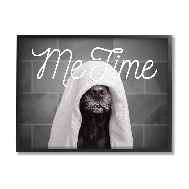 Stupell Me Time Pet Dog Bathroom Portrait Framed Giclee Texturized Art by Adobe Stock