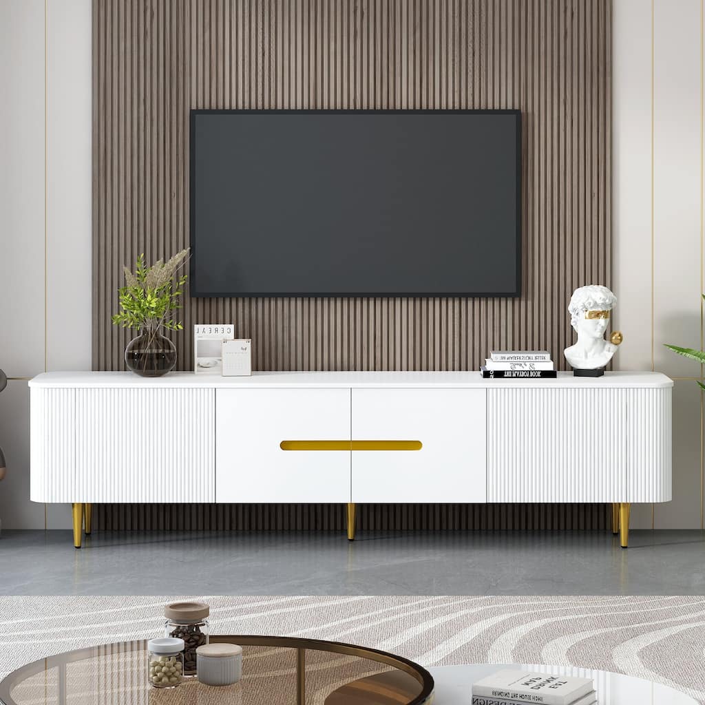 Modern 78.7'' Minimalist TV Stand for TVs up to 85'' Entertainment Center Media Console with 4 Spacious Cabinets
