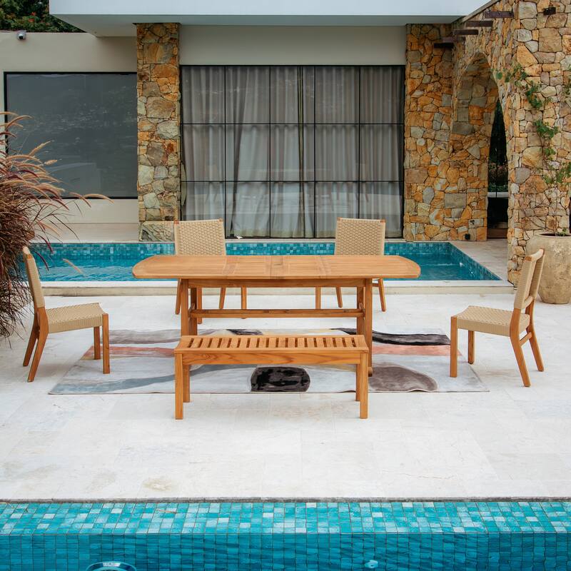 Cambridge Casual Zephyr 6-Piece Teak Patio Extendable Dining Set