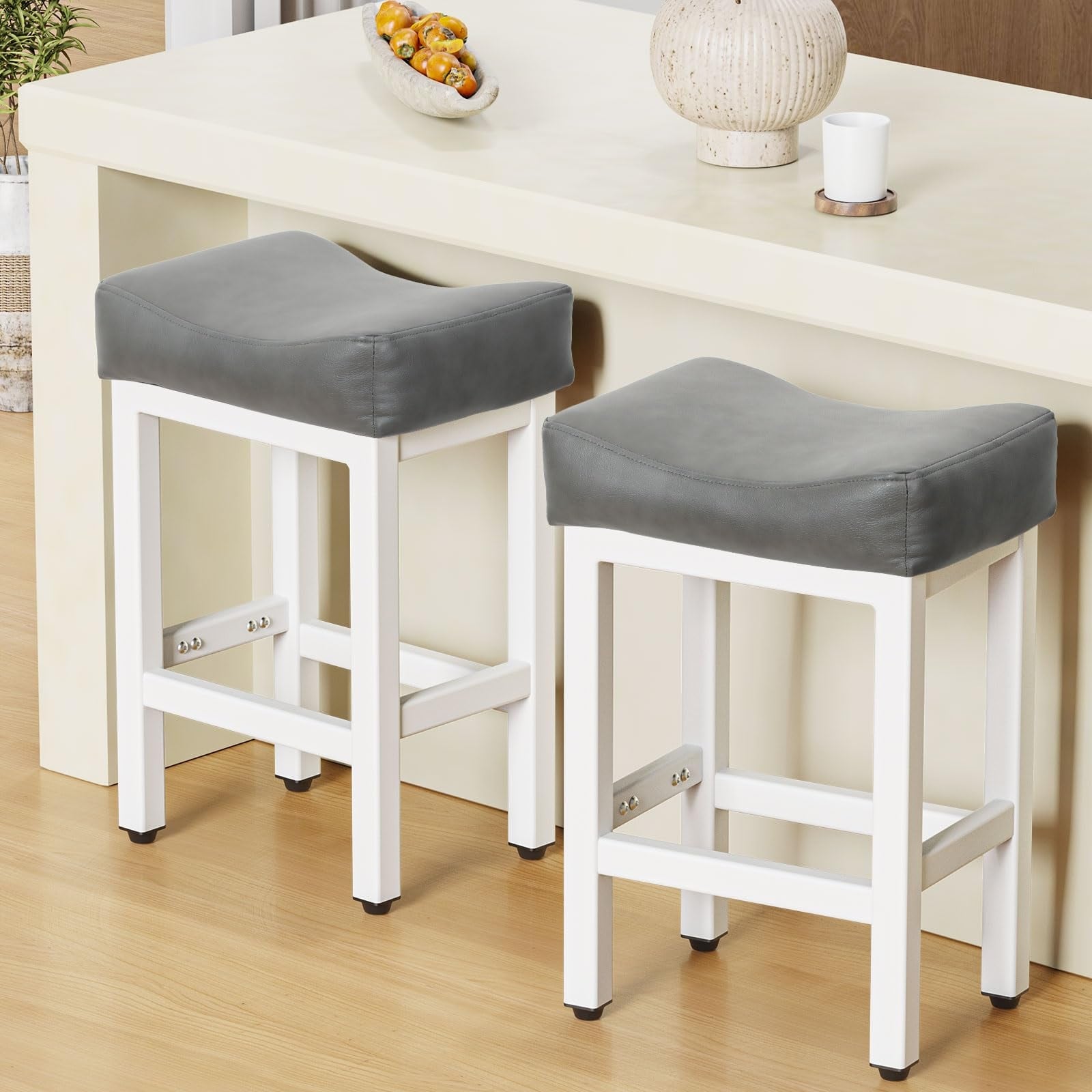 Counter Height Bar Stools Set of 2,24 Inch Barstools,Bonded