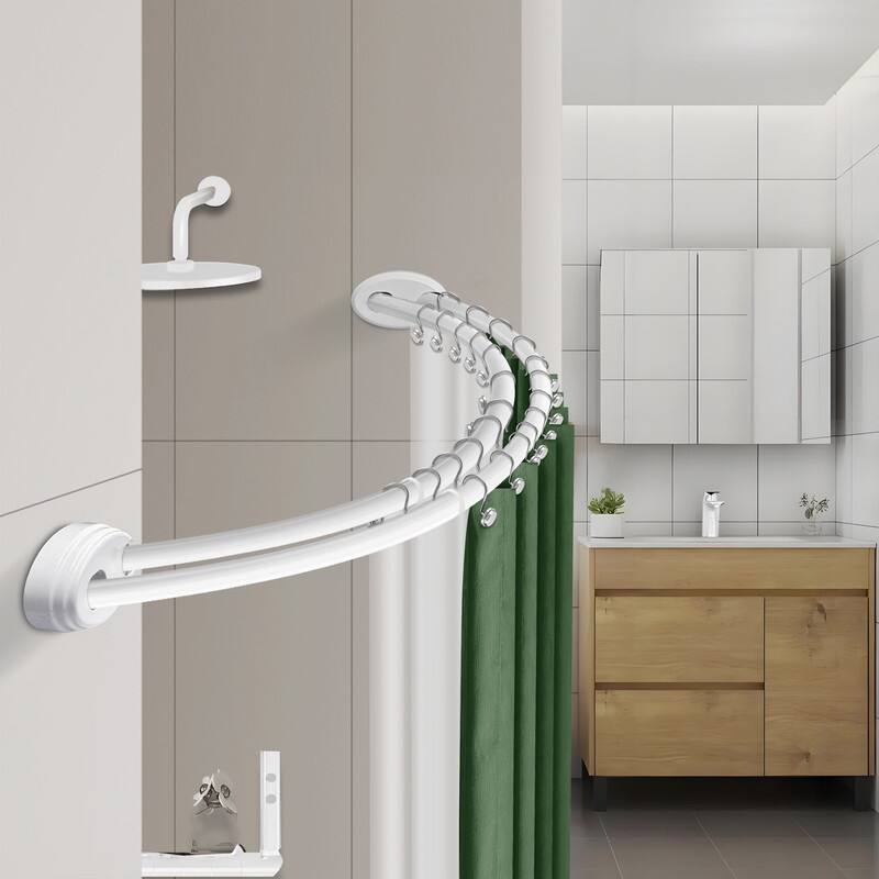 Utopia Alley Rustproof Wall Mounted Aluminum Double Curved Shower Curtain Rod, Screw Mount Rod, Adjustable Rod from 45" to 72"