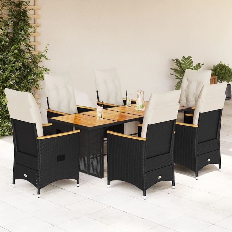 vidaXL Patio Bistro Set with Cushions Outdoor Garden Furniture Poly Rattan - 31.5 x 74.8 x 29.5 - Cream