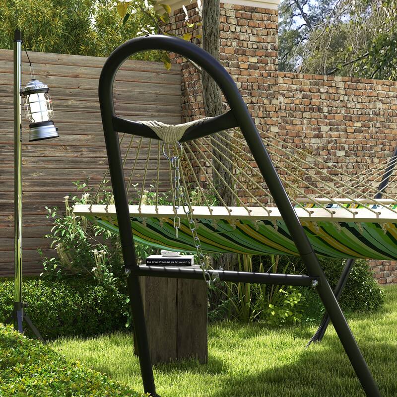 Outsunny Hammock Stand, Portable Adjustable Steel Frame Hammock Stand with Weather Resistant Finish