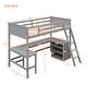 preview thumbnail 34 of 50, Modern Twin Size Wooden Loft Bed With Shelves and Desk,Solid Construction