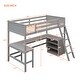 preview thumbnail 52 of 50, Wood Twin Loft Bed with Desk & Shelves - Compact & Functional Design