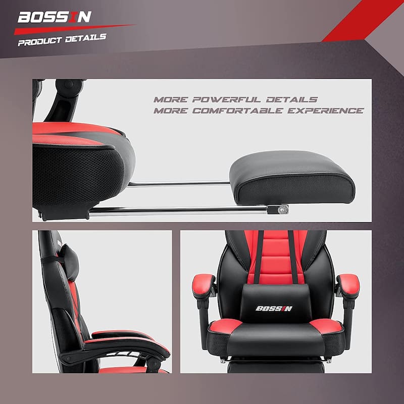 BOSSIN Racing Style Gaming Chair,400 lbs Big and Tall gamer chair High Back Computer Chair