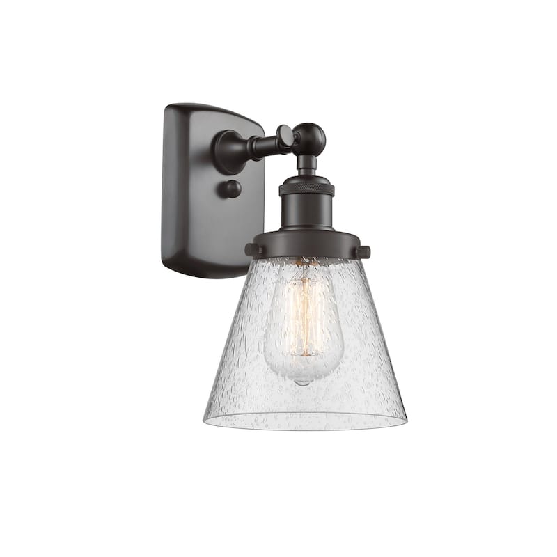 Innovations Lighting Small Cone 6" Wide Bathroom Sconce - Oil Rubbed Bronze / Seedy