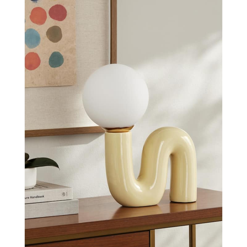 Livabliss Oyri Modern & Contemporary Accent Table Lamp - 15"H x 10"W x 7"D - Light Gold
