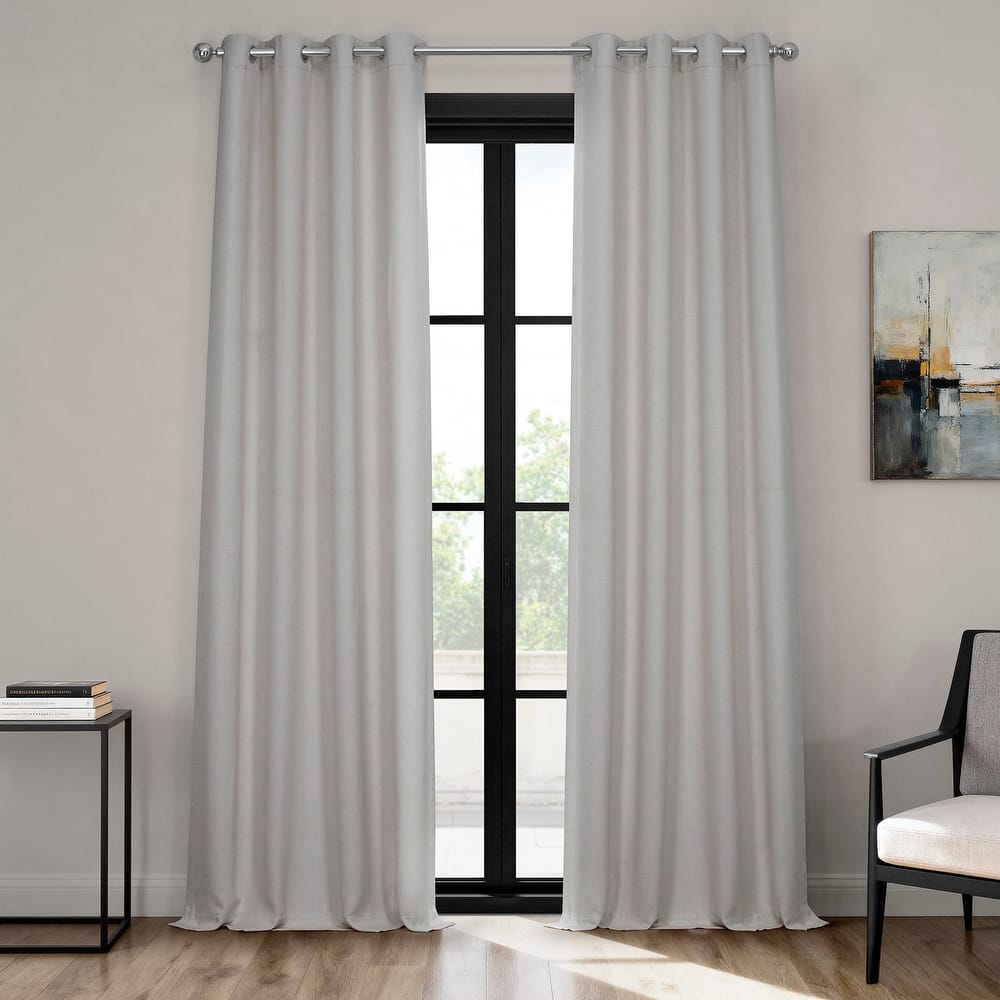 Exclusive Fabrics Grommet Textured Faux Linen Room Darkening Curtains for Bedroom & Living Room Curtains (1 Panel)