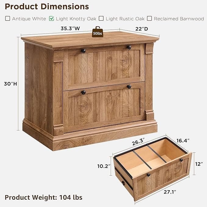 Farmhouse File Cabinet, Wood Lateral Filing Cabinet, Storage Cabinet