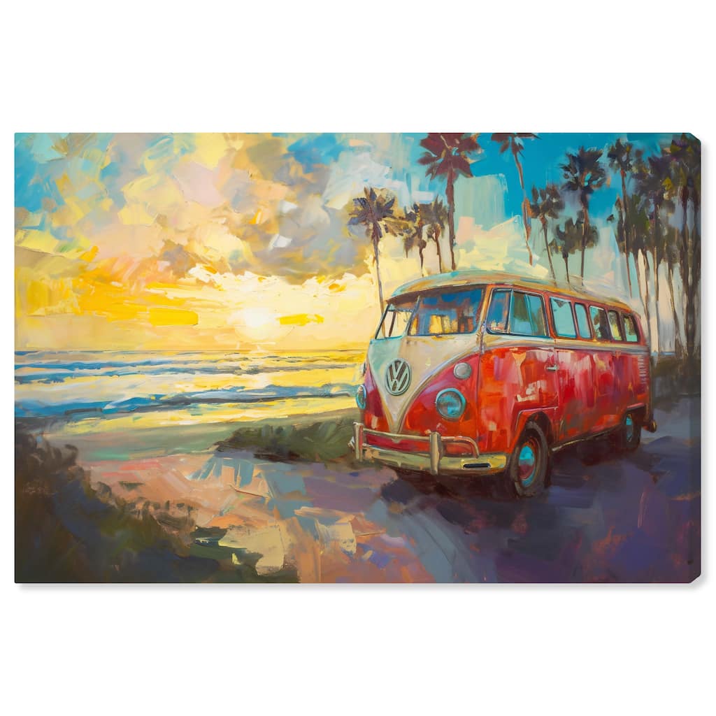 Art Remedy Memories At The Beach Gallery Wrapped Colorful Coastal 1 Piece Canvas Wall Art