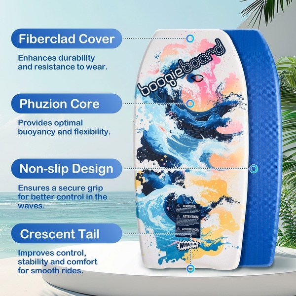 2 Pack 37 Inch Boogie Board, Lightweight with Wrist Leash