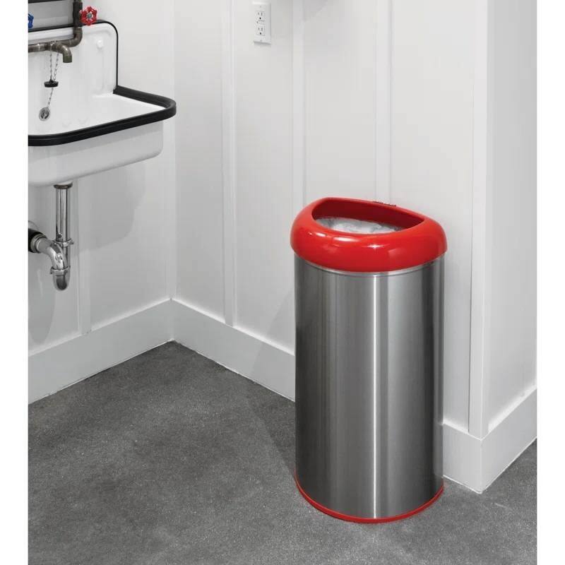 Steel 13-Gallon Half-Circle Open Top Kitchen Trash Can