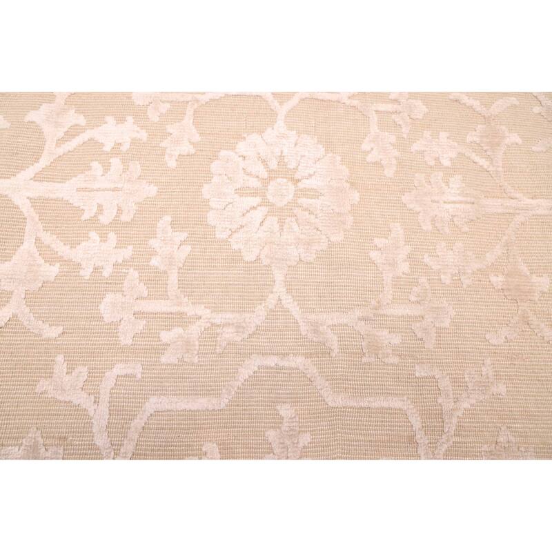 ECARPETGALLERY Hand Loomed Elysian Beige, Ivory Viscose, Wool Rug - 6'8 x 9'11