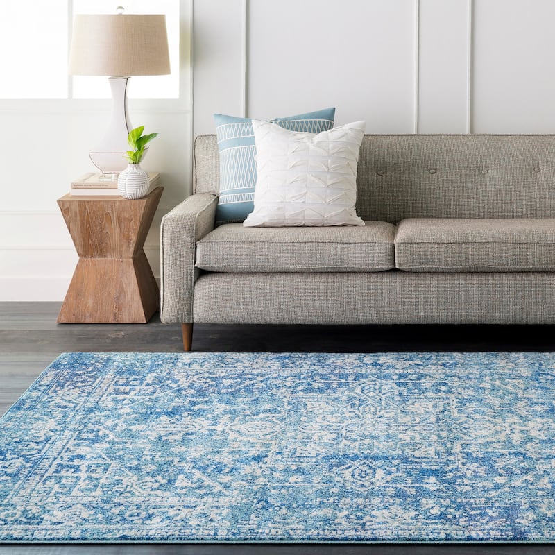 Livabliss Esther Vintage Traditional Area Rug - 3'11" x 5'7" - Blue/Ivory