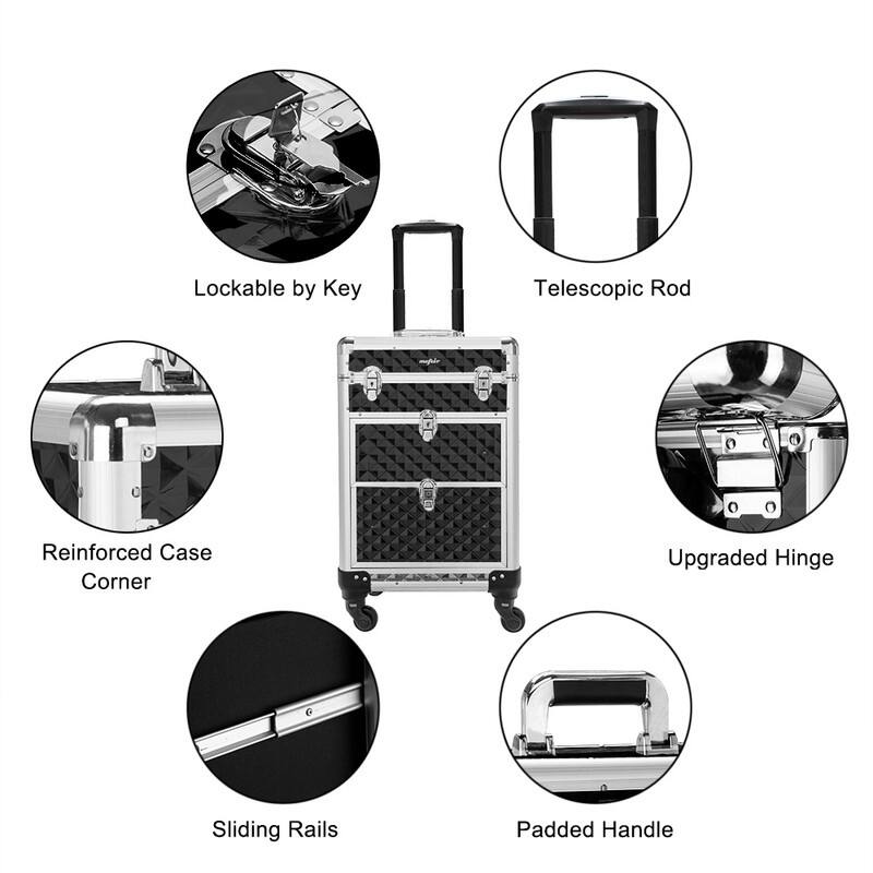Aluminum Rolling Makeup Train Case - N/A