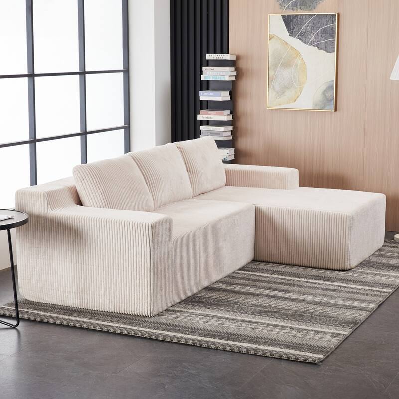 96" L-Shaped Corduroy Sectional Sofa, No Assembly Required