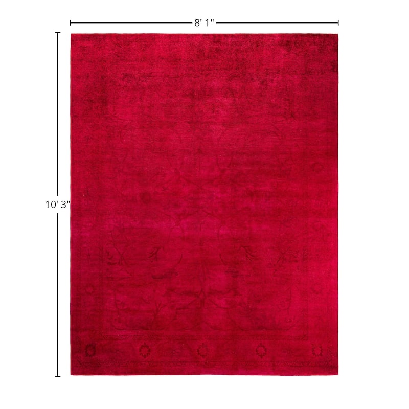 Overdyed One-of-a-Kind Hand-Knotted Area Rug - Red - 8' 1" x 10' 3"
