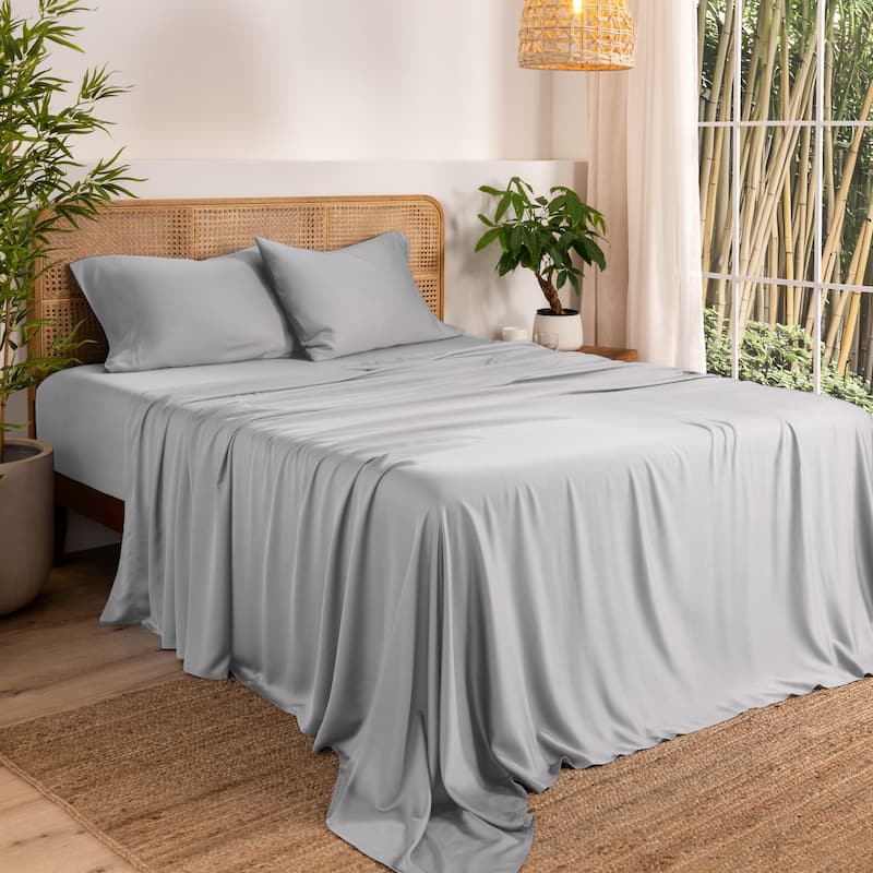 Bare Home Rayon from Bamboo Sheet Set - Deep Pocket - Breathable - King - Light Grey
