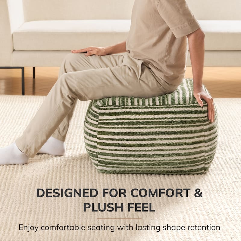 Jani 22-inch Ottoman Pouf - Handcrafted Handmade Round Ottoman for Seating, Footrest, Home Decor for Living Room, Bedroom