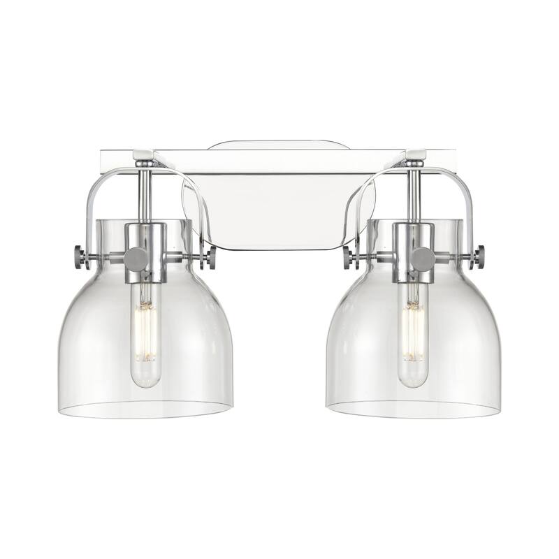 Innovations Lighting 423-2W-10-17 Pilaster II Bell Vanity Pilaster II - Polished Chrome / Clear