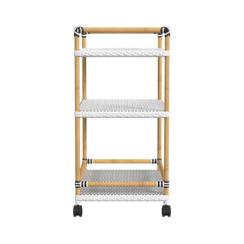 Tobias Outdoor Rattan and Metal 3- Tier Rattan Bar Cart