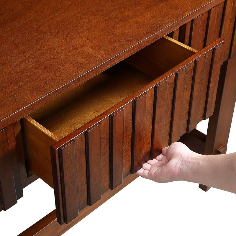 Mid Century Farmhouse Fluted Console Table with Storage Drawers