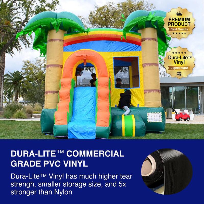 HeroKiddo Tropical Breeze Commercial Grade Inflatable Bounce House & Water Slide Combo for Kids - No Blower Included, Outdoor