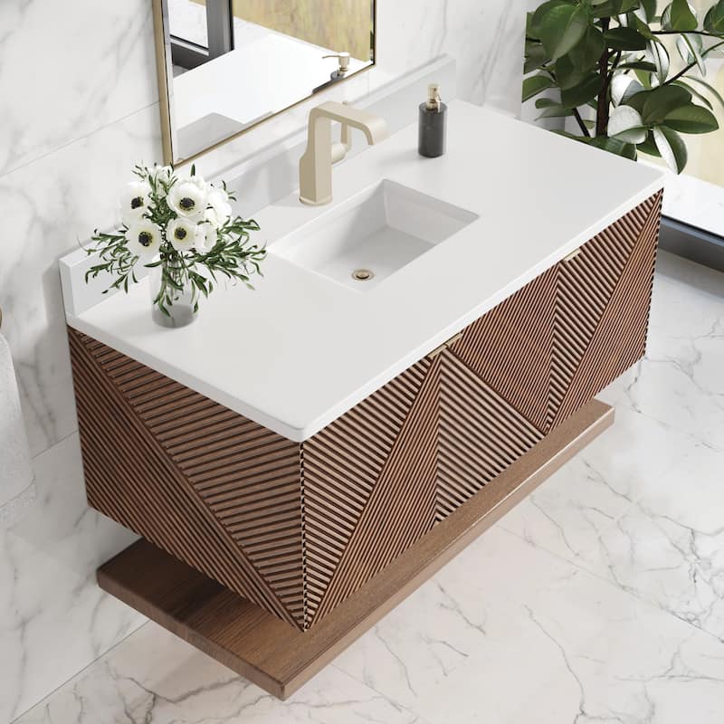 James Martin Vanities Marcello 48" Single Vanity, Chestnut - White Zeus - Single Hole