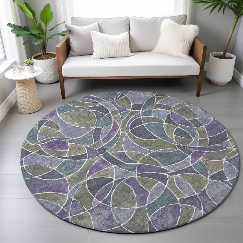 Machine Washable Indoor/Outdoor Casual Mosaic Chantille Rug