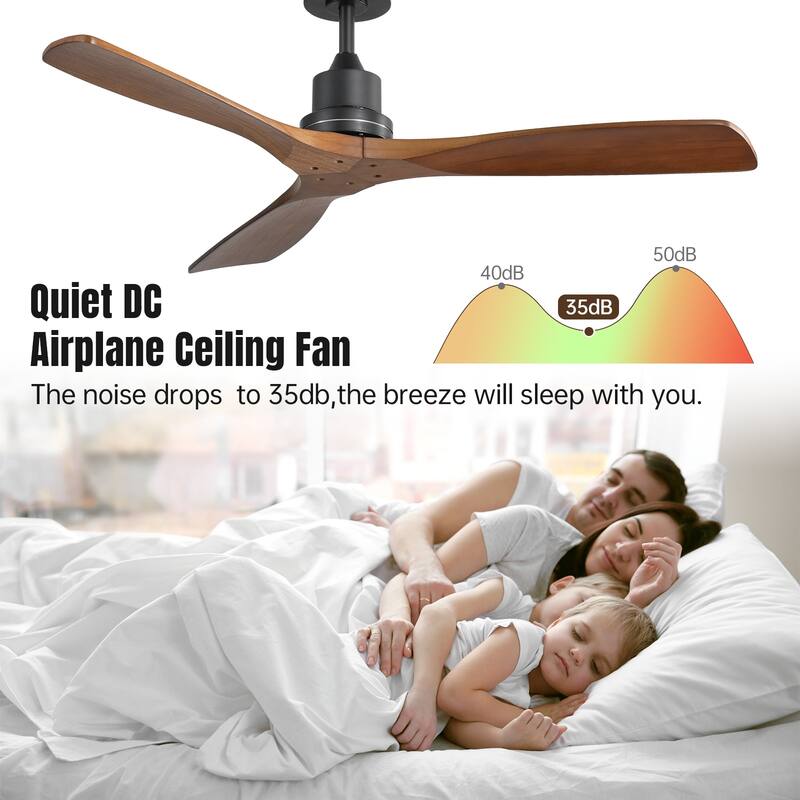 52 inch Smart Solid Wood Ceiling Fan with Intetraged Light and Remote,Google Assistant/Alexa APP Control