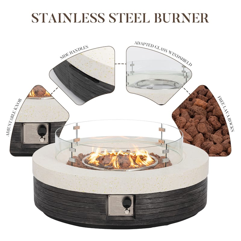 COSIEST Outdoor Gas Fire Table,50,000 BTU with Waterproof Cover​