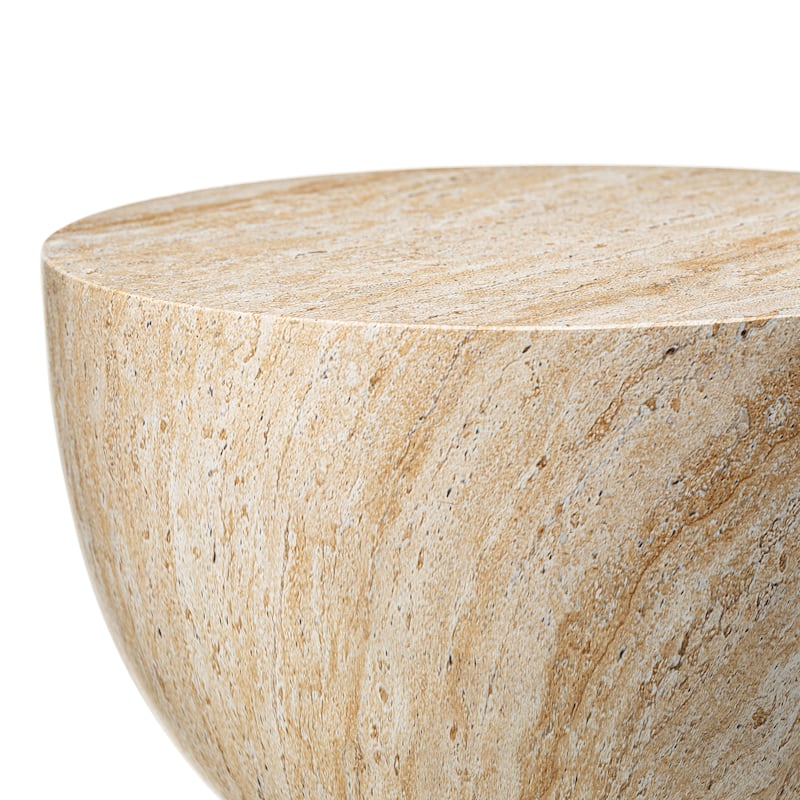 Glitzhome 17.75"H MGO Hourglass-Style Faux Travertine Garden Stool or Planter Stand or Accent Table