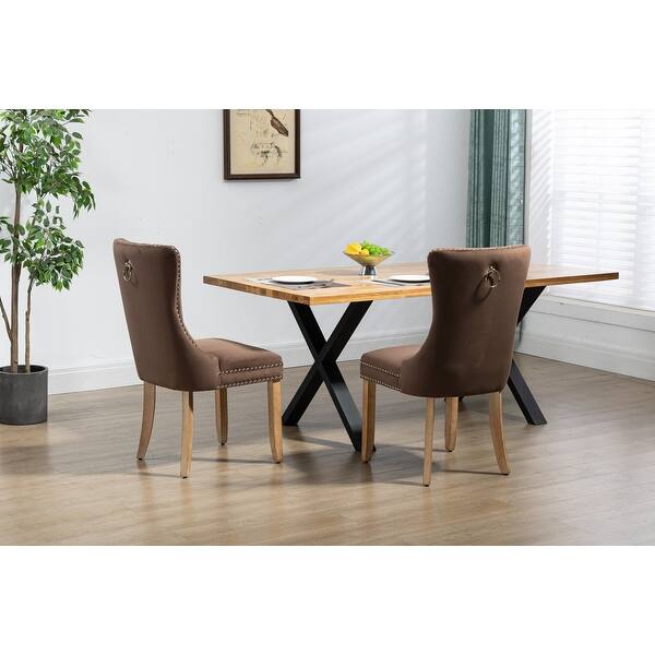 Upholstered Button Tufted Velvet Dining Chair with Nailhead Trim,Set of