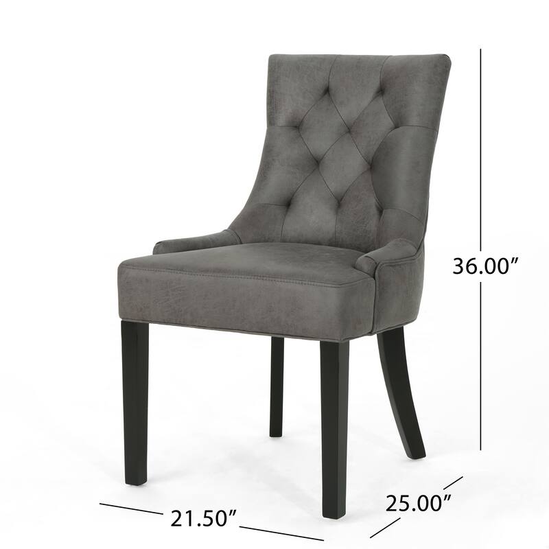 Modern Set of 2 Dining Chairs with Tufted Diamond-Stitched Backrest, Padded Seat, Solid Wood Legs for Dining Room, Living Room