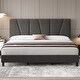 preview thumbnail 13 of 14, Grey Velvet Upholstered Platform Bed Frame with Wooden Slats King
