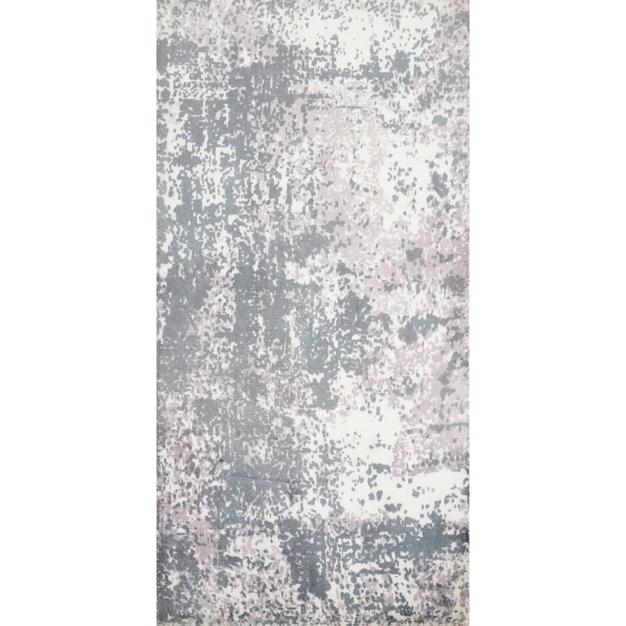 Hand Knotted Oriental Viscose Silk Carpet Modern Abstract Greys & Charcoal Abstract Area Rug - 4' 0'' X 2' 0''