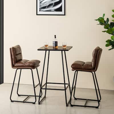 Glitzhome 41"H Industrial Modern Square Wood Top Bar Height Pub Tables