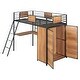 preview thumbnail 27 of 32, Twin Size Modern Loft Bed with Ladder and L-Shape Desk, Multifunctional Kids Teens Storage Bed Frame with Shelf and Wardrobe