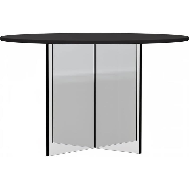 Valore Modern Wood Side End Table W Acrylic Base - Round Accent Center Coffee Table for Living Room Bedroom Home Office