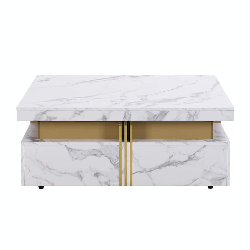 Modern Square Storage Coffee Table With 4 Drawers