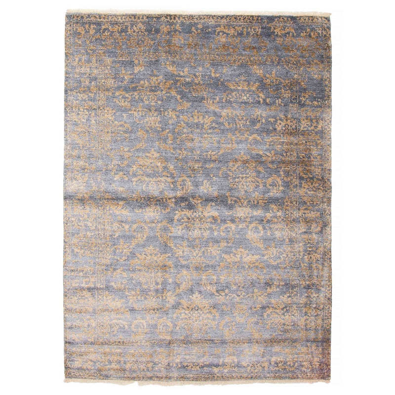ECARPETGALLERY Hand-knotted Heritage Grey Silk Rug - 5'5 x 7'8 - Grey - 5'5 x 7'8