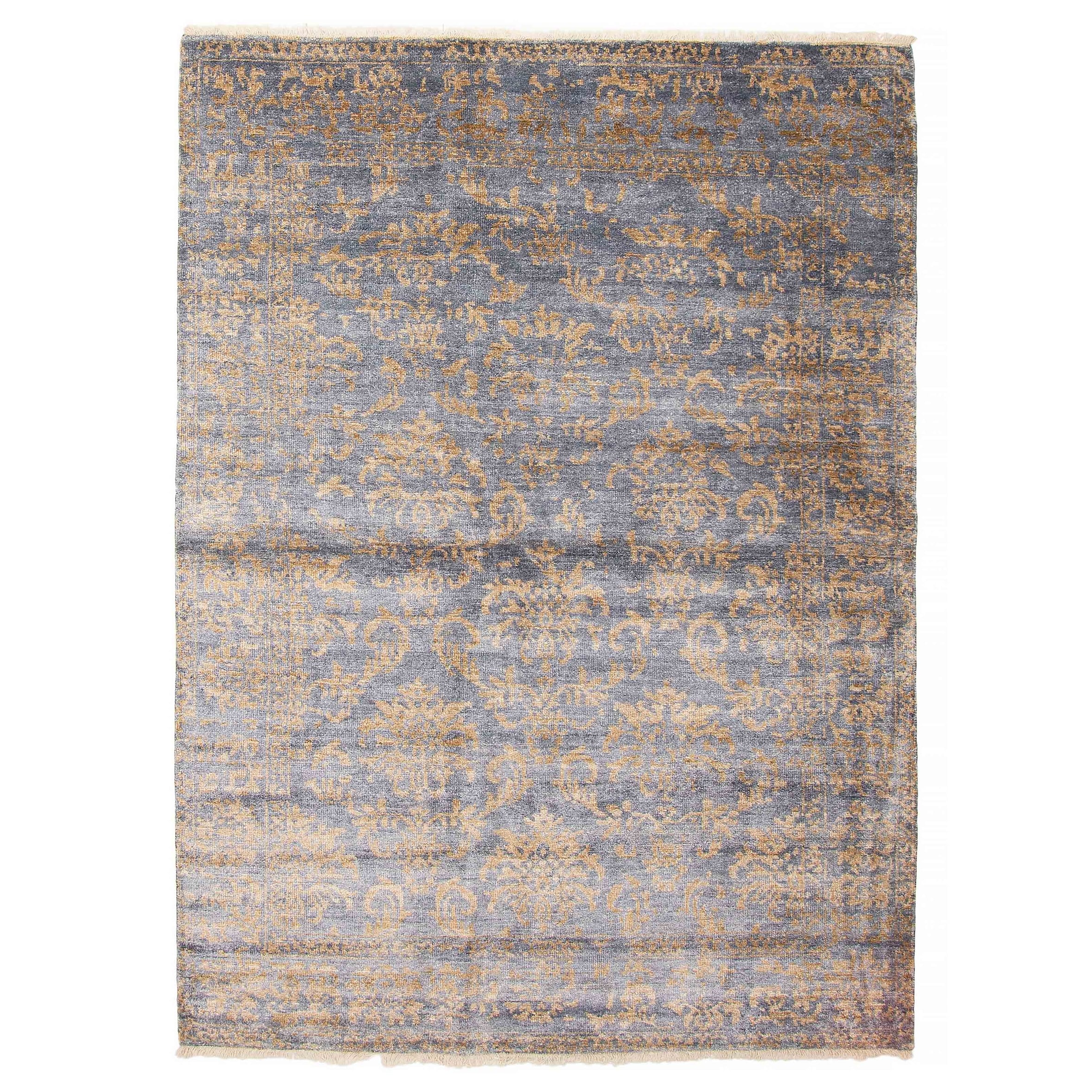 ECARPETGALLERY Hand-knotted Heritage Grey Silk Rug - 5'5 x 7'8